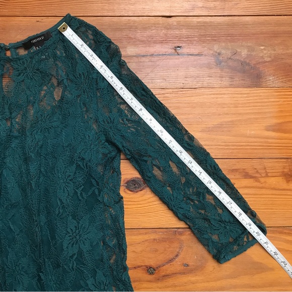 Forever 21 Teal Lace Sheath Dress, EUC, S - Picture 7 of 12